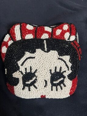 Beaded Betty Boop Face Clutch - Black White Red